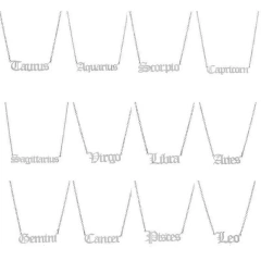 Custom Wholesale Personalize  Gold Silver Stainless Steel Horoscope Zodiac Sign Pendant Necklace Women