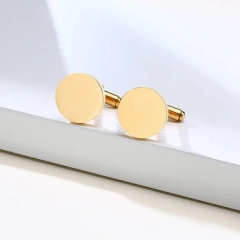 Wholesale Custom Logo Cufflinks Stainless Steel Round Cufflink With Mirror Polish DIY Jewelry Making Luxury Men Cufflinks