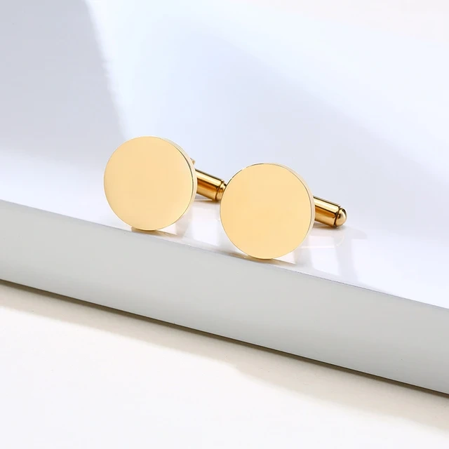 Wholesale Custom Logo Cufflinks Stainless Steel Round Cufflink With Mirror Polish DIY Jewelry Making Luxury Men Cufflinks