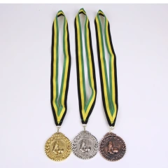 New Design Football Medal School Metal Miraculous Soccer Medal Ribbon Gold Silver Bronze Motion Custom Sports Medal