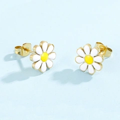 Gold Plated Flower Earrings Wholesale Bulk Designer Zinc Alloy Stud Earrings Woman Custom Enamel Earrings With Logo