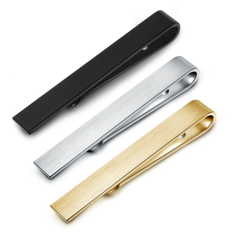 New Fashion Style Cuff Links Tie Clip for Men Metal Gold Tone Bar Clasp Practical Necktie Clasp Custom Logo Blank Tie Clip