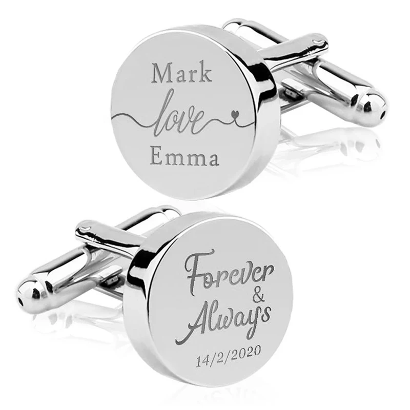 Custom Logo Stainless Steel Blank Round Cufflinks For Immovable Box Sublimation Mens Cuff Links Business Party Luxury Cufflinks