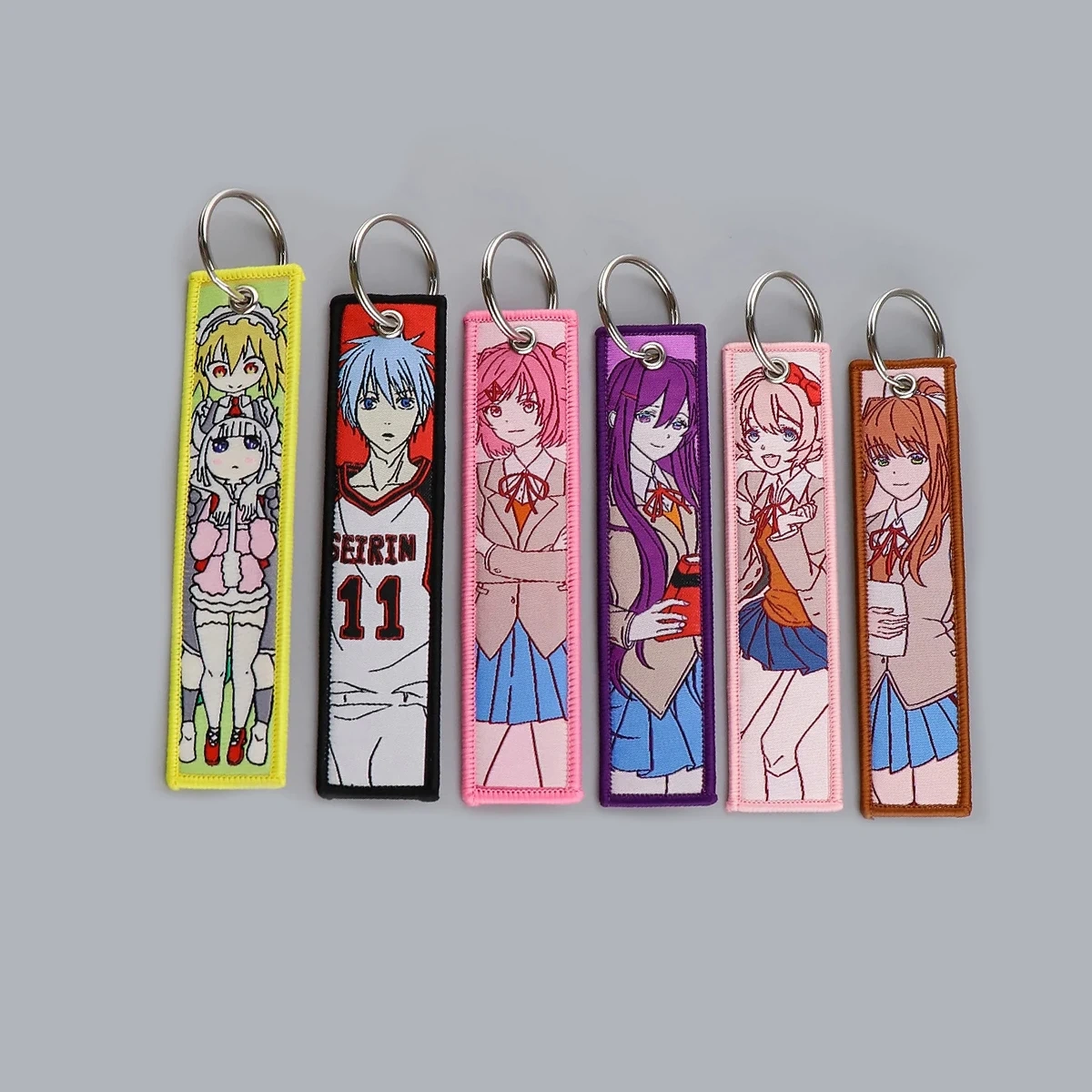 Personalized Keychain Double Sided Embroidery Label Anime Logo Namel Tag Embroidery Keychain Custom Anime Embroidered KeyChain