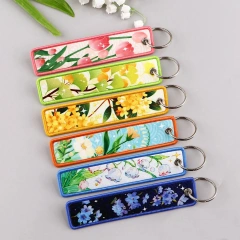 Personalized Keychain Double Sided Embroidery Label Anime Design Namel Tag Custom Embroidery Keychain Anime Embroidered KeyChain