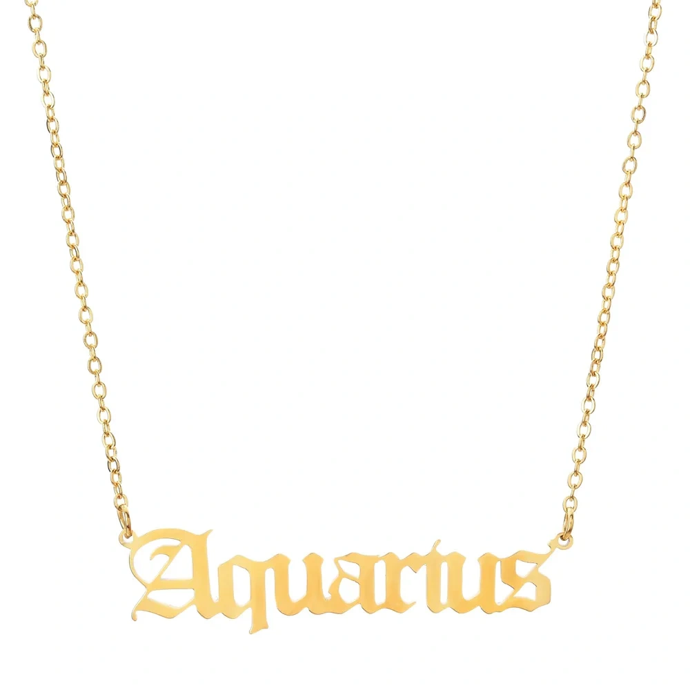 Custom Wholesale Personalize  Gold Silver Stainless Steel Horoscope Zodiac Sign Pendant Necklace Women