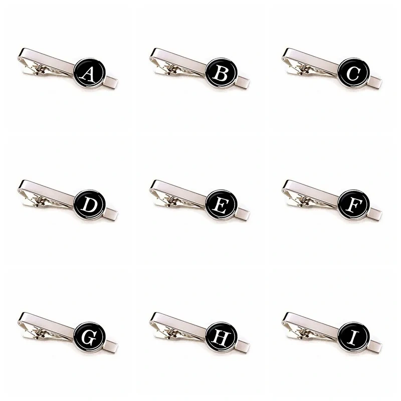 Custom Personality Men Tie Stainless Steel Simple Letter Clip On Tie Jewelry Fashion Accessories Gentleman Silver Tie Clip Gift