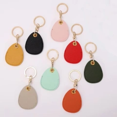 Bulk Blanks PU Leather Laser Engraving Custom Logo Key Chain with Rivets and Key Rings for DIY Making Craft Keychain Gifts