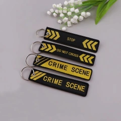 Wholesale Custom Embroidery Label Anime Logo Namel Tag Embroidery Keychain Anime Embroidered Key Chain Custom Key Tag