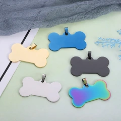 Wholesale Custom Dog Tag With Chain Pendant Pet ID Tag Metal Stainless Steel Bone Cat Dog Name ID Tag Laser Engraving