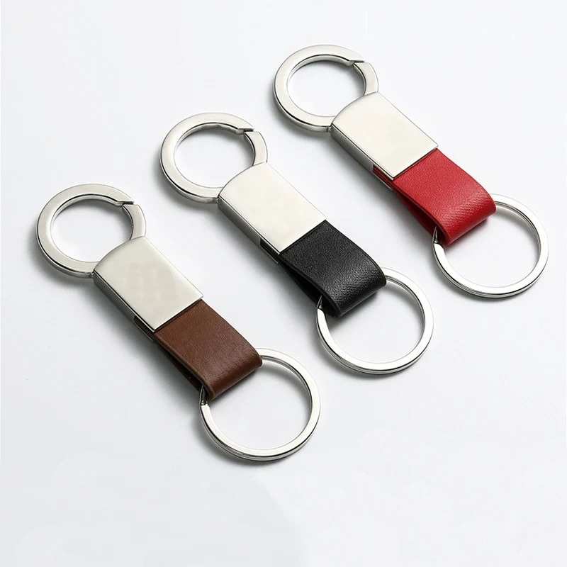 Customized Pu Leather Keychain With Car Logo Personalized Metal Key Chain Ring Accessories Wholesale Promotional Keychains