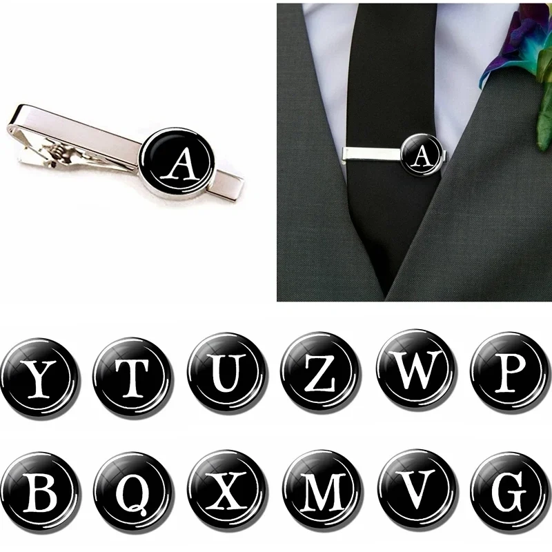Custom Personality Men Tie Stainless Steel Simple Letter Clip On Tie Jewelry Fashion Accessories Gentleman Silver Tie Clip Gift