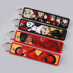 Personalized Keychain Double Sided Embroidery Label Anime Logo Namel Tag Embroidery Keychain Custom Anime Embroidered KeyChain