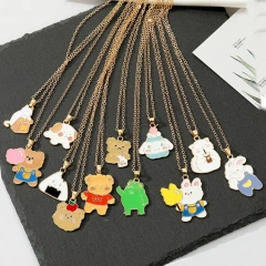 Personalized Charm Enamel Initial Necklace For Men Custom Heart Layered Fashion Necklace Name Letter Pendants For Necklace Set