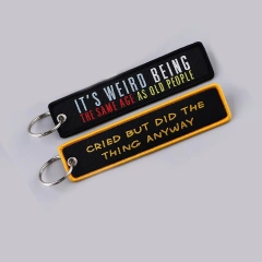Wholesale Custom Embroidery Label Anime Logo Namel Tag Embroidery Keychain Anime Embroidered Key Chain Custom Key Tag