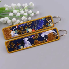 Personalized Keychain Double Sided Embroidery Label Anime Design Namel Tag Custom Embroidery Keychain Anime Embroidered KeyChain