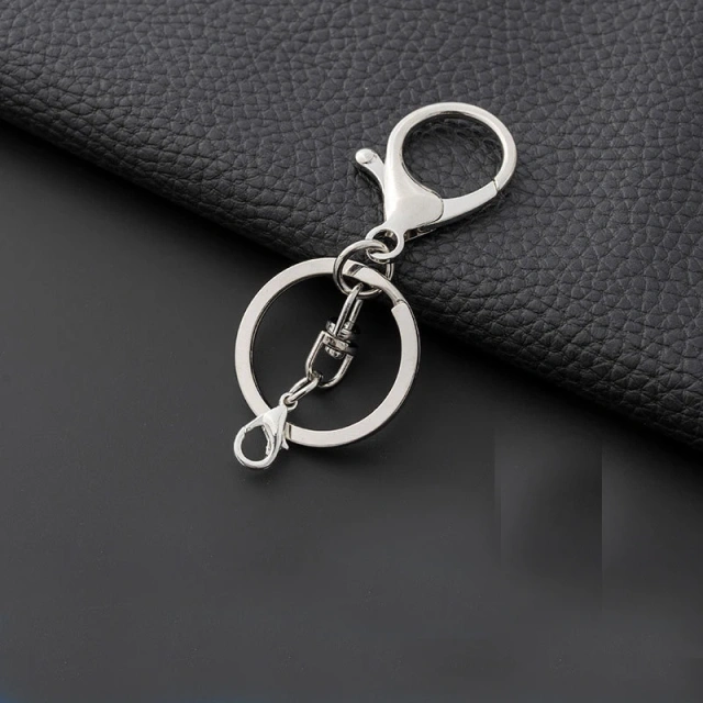 30MM Metal Keychain Hang 8 Letter Rotating Buckle Split Key Ring With Chain DIY Accessories Key Chain Lobster Clasp Keyrings