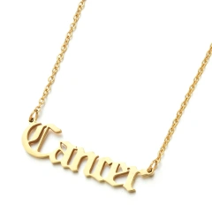 Custom Wholesale Personalize  Gold Silver Stainless Steel Horoscope Zodiac Sign Pendant Necklace Women