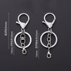 30MM Metal Keychain Hang 8 Letter Rotating Buckle Split Key Ring With Chain DIY Accessories Key Chain Lobster Clasp Keyrings
