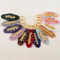 Clear Glitter Motel Keychain Custom Motel Keychain uv dtf Decal Plastic Retro Motel Keychain Acrylic Luggage Tags