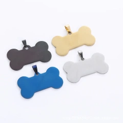 Wholesale Custom Dog Tag With Chain Pendant Pet ID Tag Metal Stainless Steel Bone Cat Dog Name ID Tag Laser Engraving
