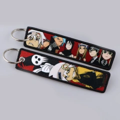 Personalized Keychain Double Sided Embroidery Label Anime Logo Namel Tag Custom Embroidery Keychain Anime Embroidered Key Chain