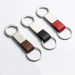 Personalized Keychains With Car Logo Promotional Pu Leather Keychain Customized Metal Key Chain Ring Accessories Wholesale