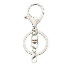 30MM Metal Keychain Hang 8 Letter Rotating Buckle Split Key Ring With Chain DIY Accessories Key Chain Lobster Clasp Keyrings