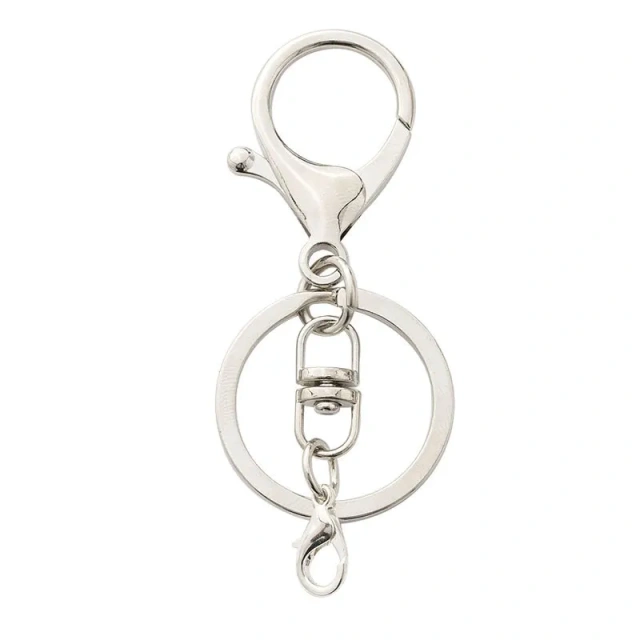 30MM Metal Keychain Hang 8 Letter Rotating Buckle Split Key Ring With Chain DIY Accessories Key Chain Lobster Clasp Keyrings