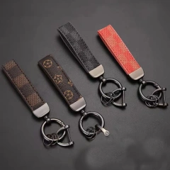 Stainless Steel Keychain Car Logo Customized Promotional PU Leather Keychain Sublimation Metal Key Chain Leather Keyring