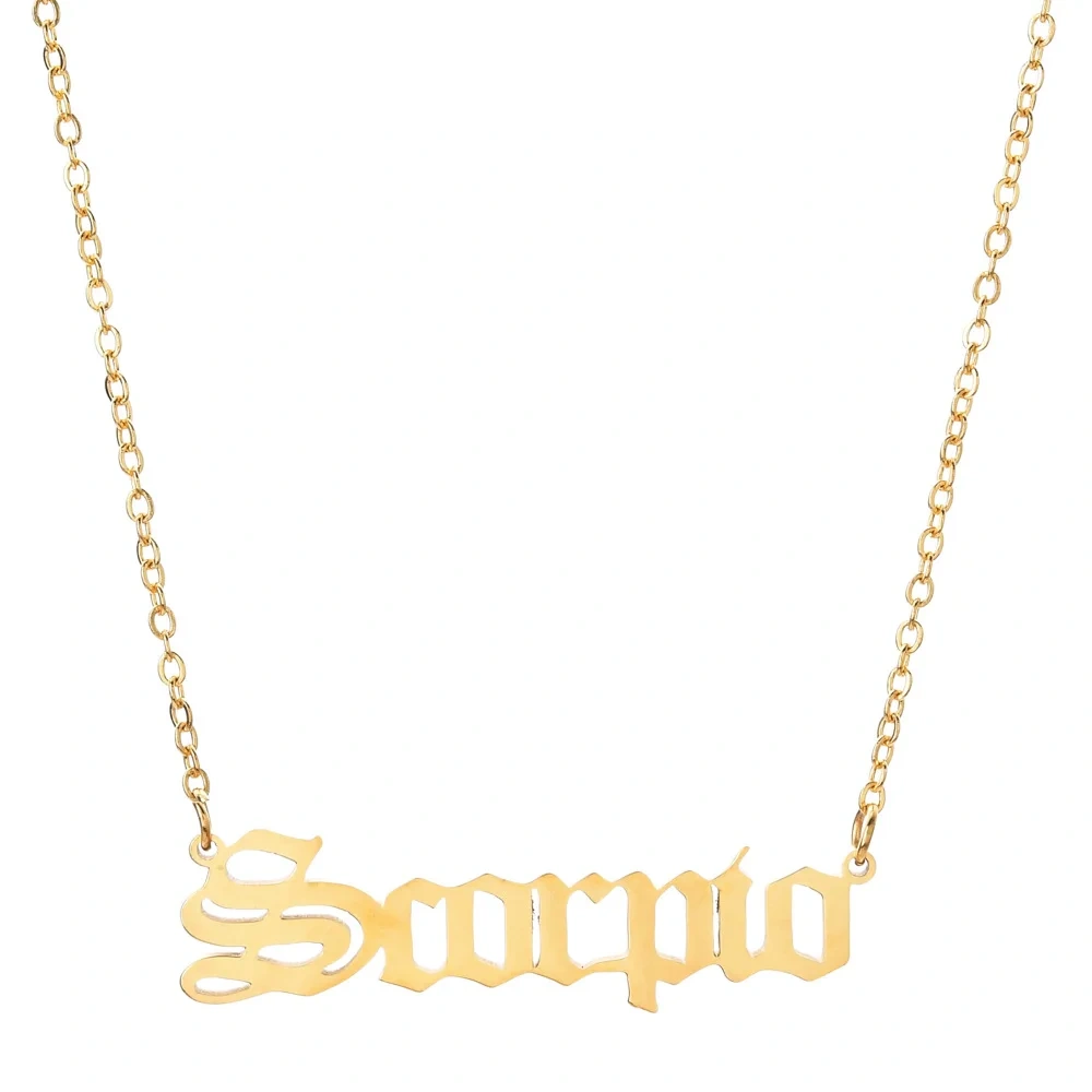 Custom Wholesale Personalize  Gold Silver Stainless Steel Horoscope Zodiac Sign Pendant Necklace Women