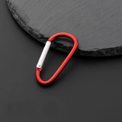 Flat D-Ring Wholesale OEM Engraved Custom Logo Aluminum Metal Steel Keychain Hook Karabiner Carabine