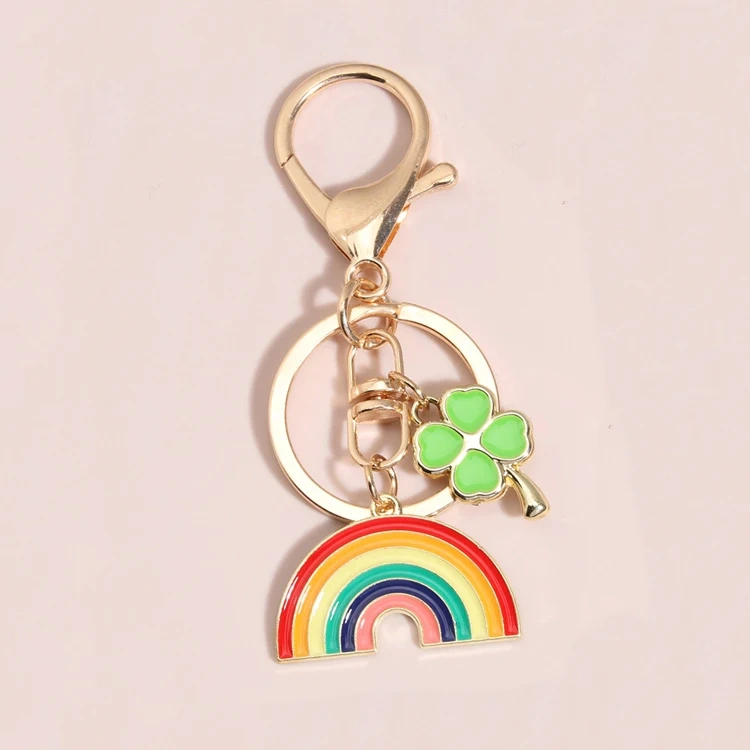 Promotional Flower Gold Metal Key Chains Logo Cute Cartoon Anime Keychain Hard Enamel Pin Soft Enamel Keychain Custom