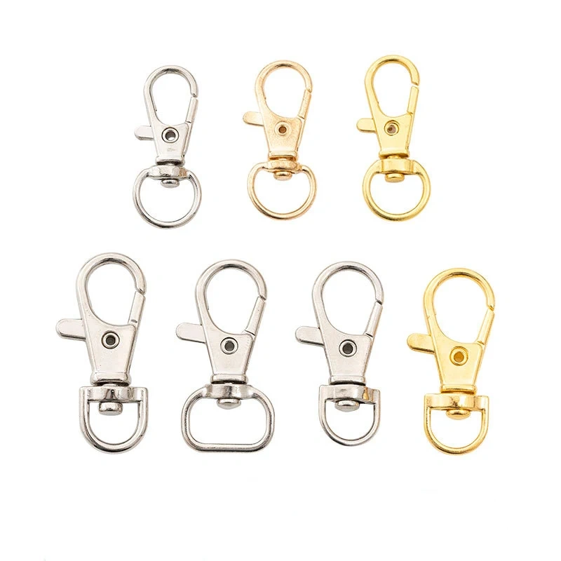 Metal Keychain Snap Hook Split Key Ring With Chain DIY Accessories Key Chain Fish Zinc Alloy Bag Nose Buckle Keyrings