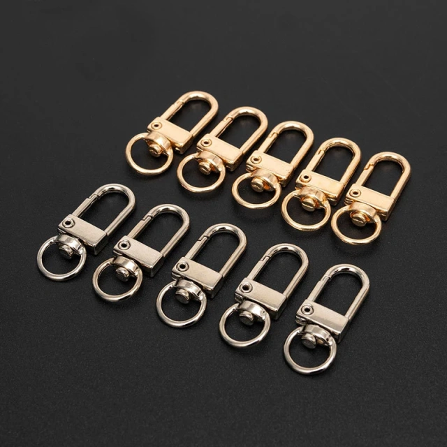 Wholesale Snap Hook Metal Keychain Split Key Ring With Chain DIY Bag Buckle Accessories Dog Clips D Keyrings