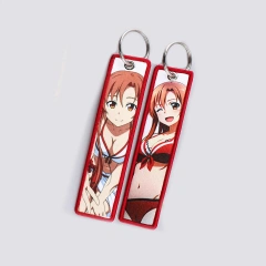Personalized Keychain Double Sided Embroidery Label Anime Logo Namel Tag Custom Embroidery Keychain Anime Embroidered Key Chain