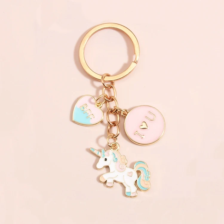 Promotional Flower Gold Metal Key Chains Logo Cute Cartoon Anime Keychain Hard Enamel Pin Soft Enamel Keychain Custom