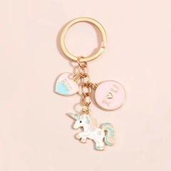 Promotional Flower Gold Metal Key Chains Logo Cute Cartoon Anime Keychain Hard Enamel Pin Soft Enamel Keychain Custom