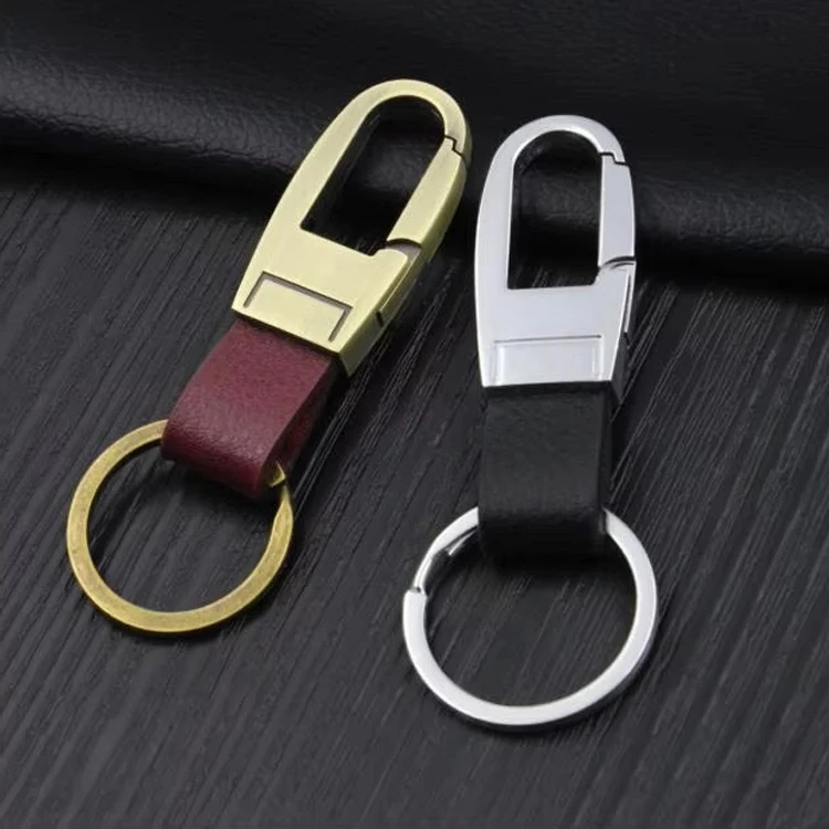 Personalized PU Leather Keychain With Logo Promotional Car Keychain Wholesale Plain Anime Blank Customized Key Chain Metal