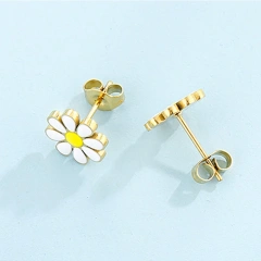 Gold Plated Flower Earrings Wholesale Bulk Designer Zinc Alloy Stud Earrings Woman Custom Enamel Earrings With Logo