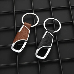 Promotional Leather Keychain Hardware PU Leather Metal Waist Hanging Key Chain Custom Key Ring jewelry Anime Car Keychain Logo