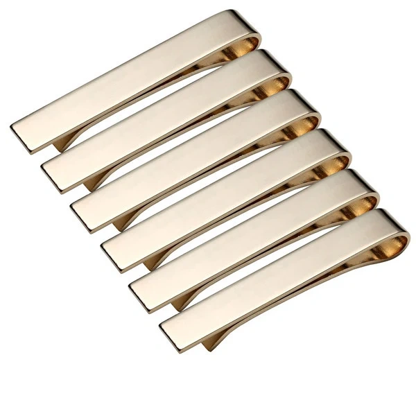 New Fashion Style Cuff Links Tie Clip for Men Metal Gold Tone Bar Clasp Practical Necktie Clasp Custom Logo Blank Tie Clip