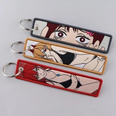 Personalized Keychain Double Sided Embroidery Label Anime Logo Namel Tag Custom Embroidery Keychain Anime Embroidered Key Chain