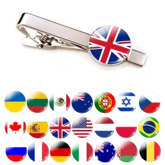Countries National Flag Tie Clips Men Fashion Metal Necktie USA Flag Clip Pins Button Wedding Suit Accessories Tie Clip Custom