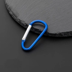 Flat D-Ring Wholesale OEM Engraved Custom Logo Aluminum Metal Steel Keychain Hook Karabiner Carabine