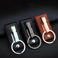 Personalized PU Leather Keychain With Logo Promotional Car Keychain Wholesale Plain Anime Blank Customized Key Chain Metal