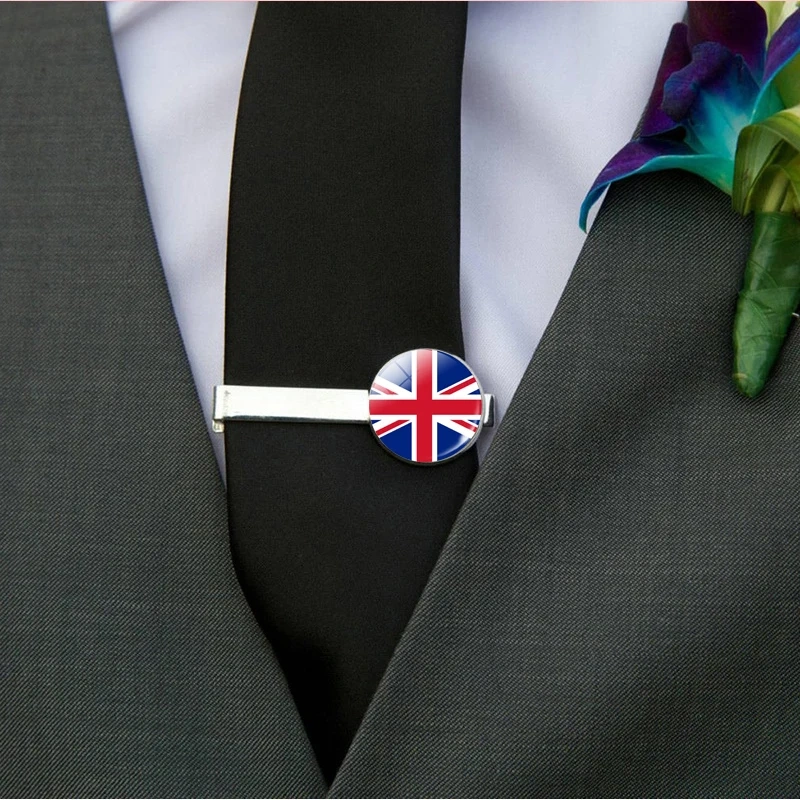 Countries National Flag Tie Clips Men Fashion Metal Necktie USA Flag Clip Pins Button Wedding Suit Accessories Tie Clip Custom