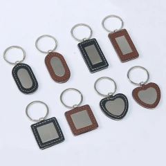 Stainless Steel Keychain Car Logo Customized Promotional PU Leather Keychain Sublimation Metal Key Chain Leather Keyring