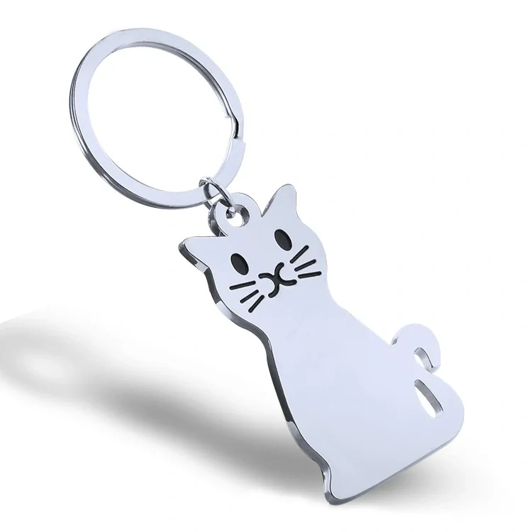Custom 3D Personalized Metal Bottle Opener Keychain Cat Keychain Animal Metal Keychain Logo