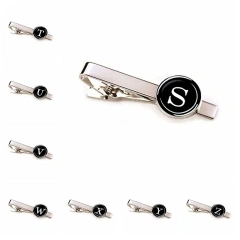 Custom Personality Men Tie Stainless Steel Simple Letter Clip On Tie Jewelry Fashion Accessories Gentleman Silver Tie Clip Gift